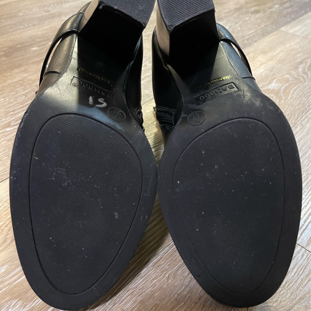 BAMBOO Black Ankle Boots with Silver Buckle, Cutout, and Heeled - Size 7 - Picture 6 of 7